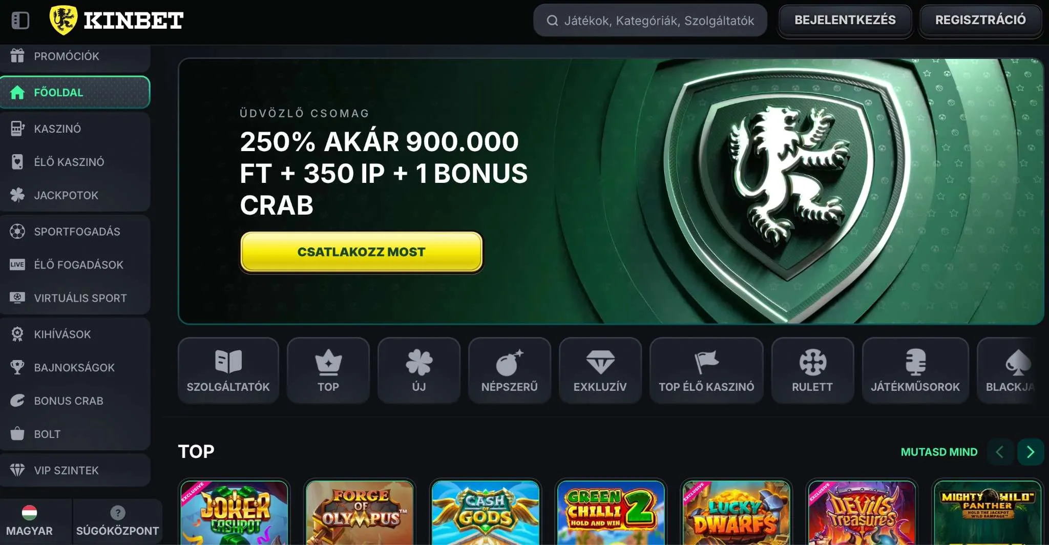 Kinbet online kaszinó bemutató
